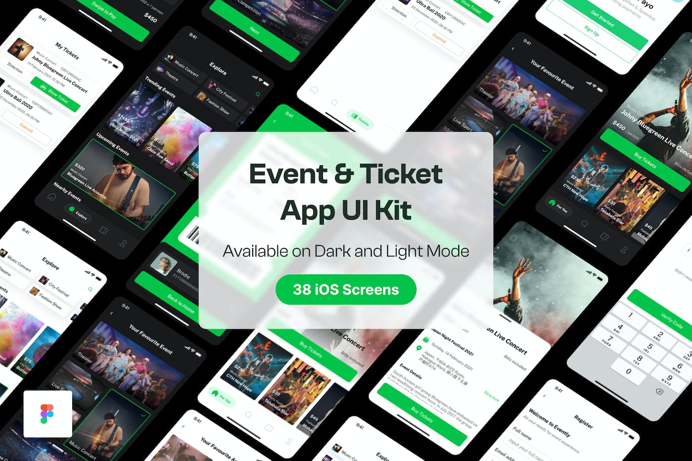 活动和门票App应用程序UI套件 Modern Complete Event and Ticket App UI Kit APP UI 第1张