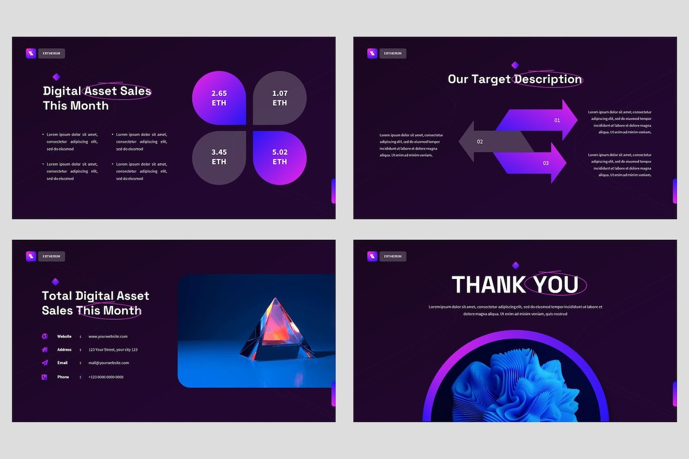 NFT数字创意市场PPT演示文稿 Ertherum – NFT Digital Powerpoint Template 幻灯图表 第3张