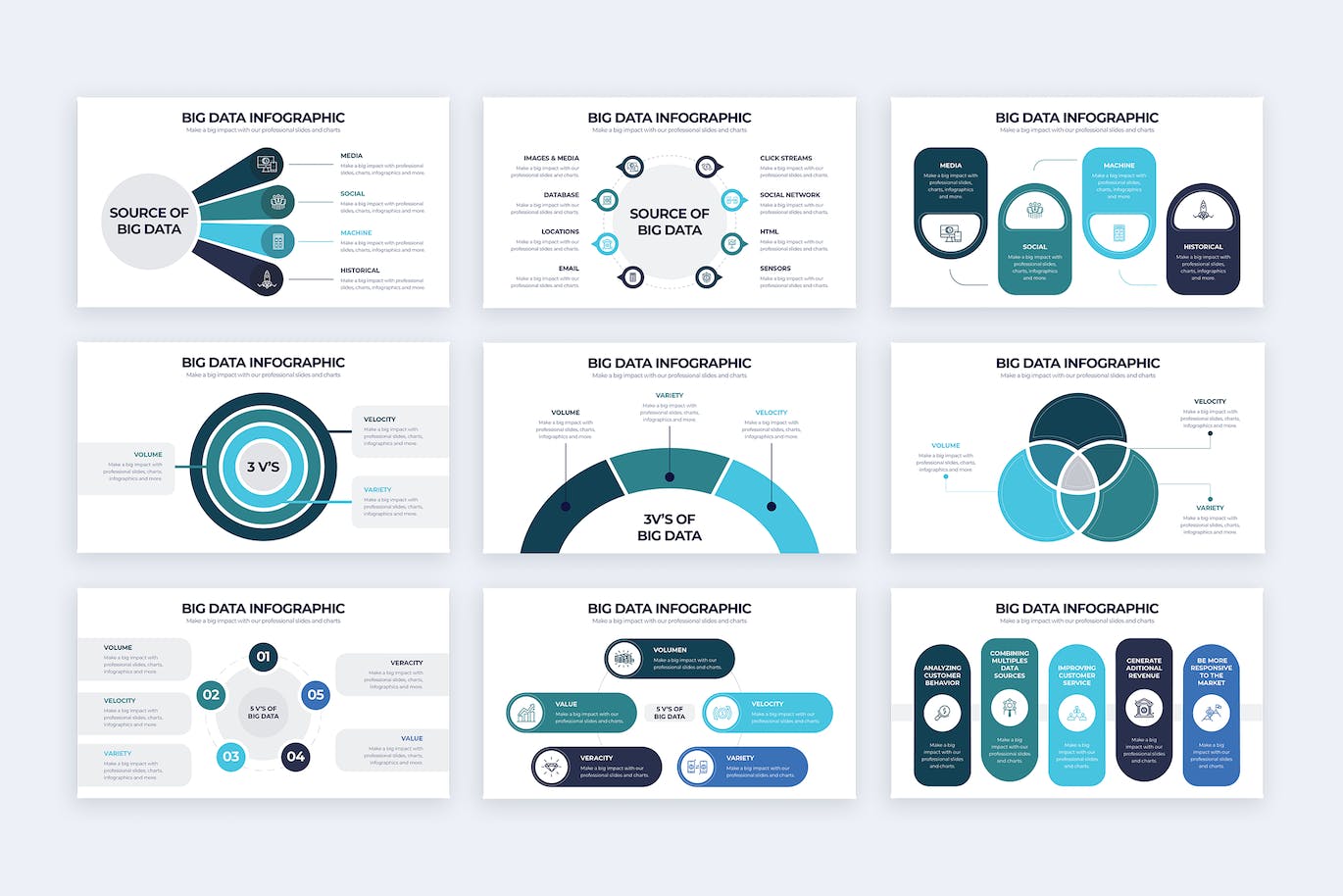 大数据信息图表矢量模板 Business Big Data Illustrator Infographics 幻灯图表 第2张