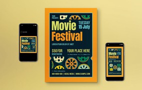 电影节海报模板下载 Movie Festival Flyer Set