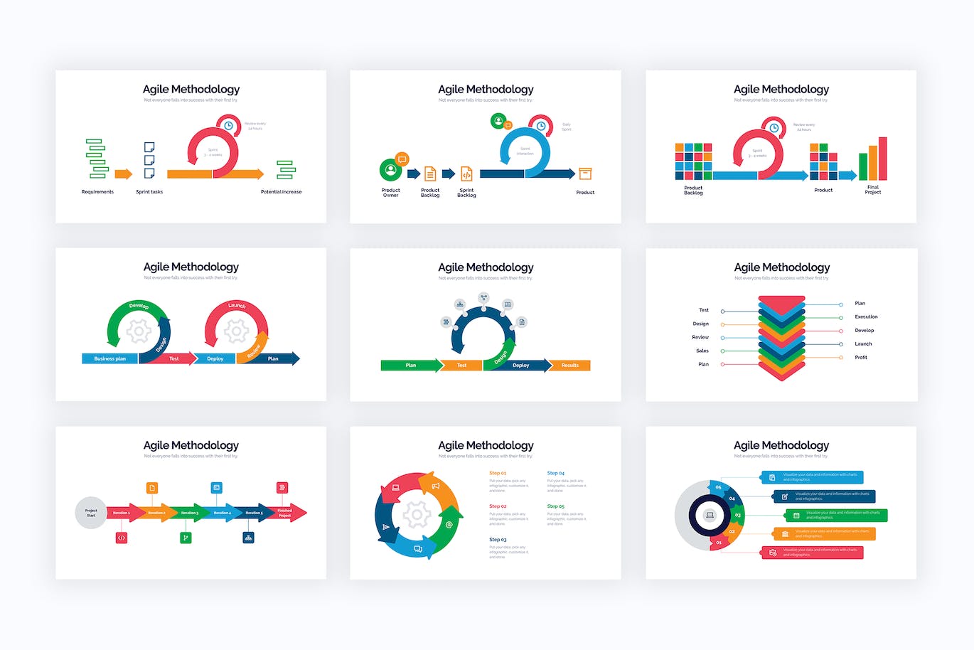 现代商业敏捷信息图表设计AI矢量模板 Business Agile Diagrams Illustrator Infographics 幻灯图表 第3张