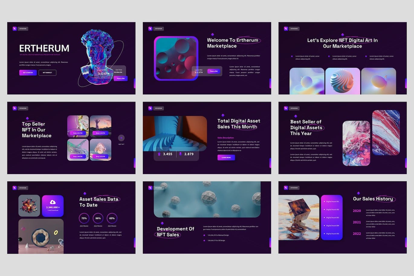 NFT数字创意市场PPT演示文稿 Ertherum – NFT Digital Powerpoint Template 幻灯图表 第5张
