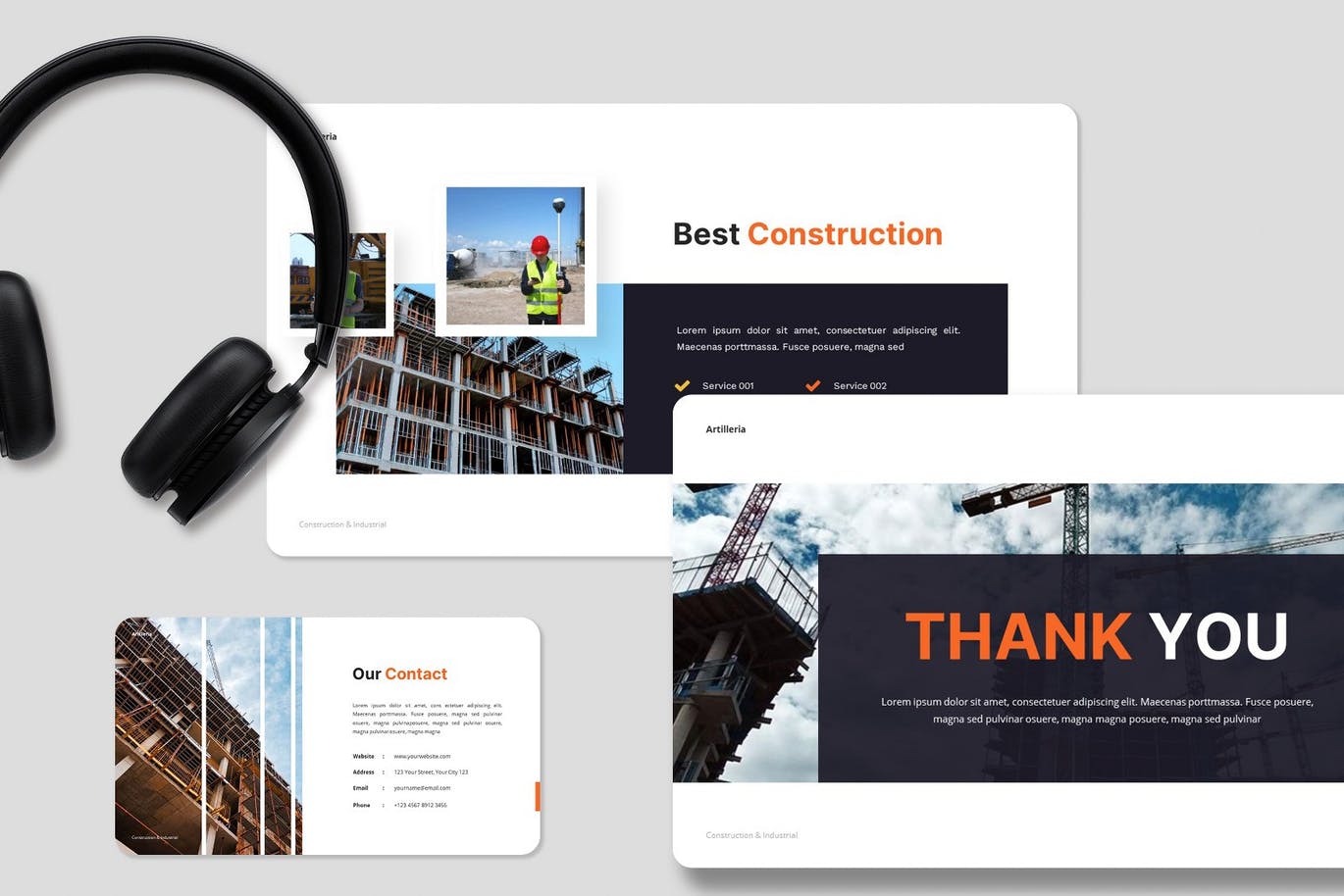 建筑和工业PowerPoint演示文稿模板 Artilleria – Construction Powerpoint Template 幻灯图表 第13张