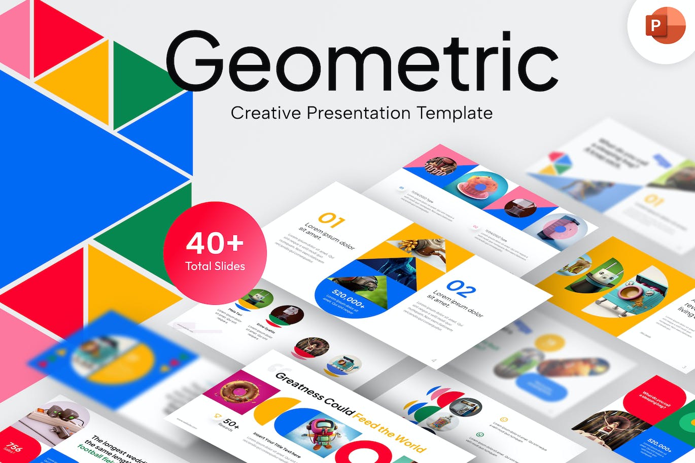 几何信息图表PowerPoint演示模板 Geometric Infographic PowerPoint Template 幻灯图表 第1张