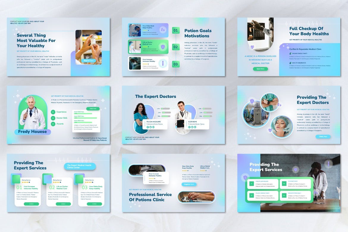 医疗保健PPT演示幻灯片模板 Potions – Medical & Healthcare Powerpoint Template 幻灯图表 第5张