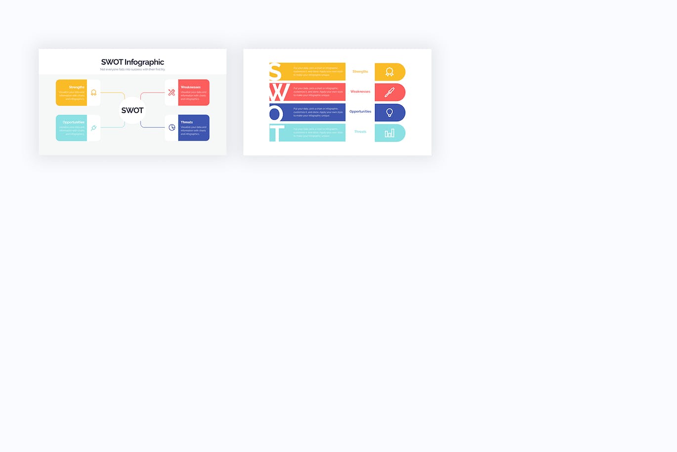 SWOT分析信息图表设计AI矢量模板 Business SWOT Illustrator Infographics 幻灯图表 第4张