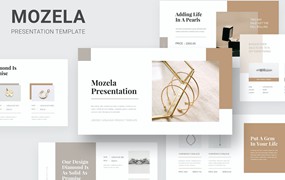 珠宝首饰品牌PowerPoint演示文稿模板 Mozela – Jewerly Catalogue Powerpoint Template