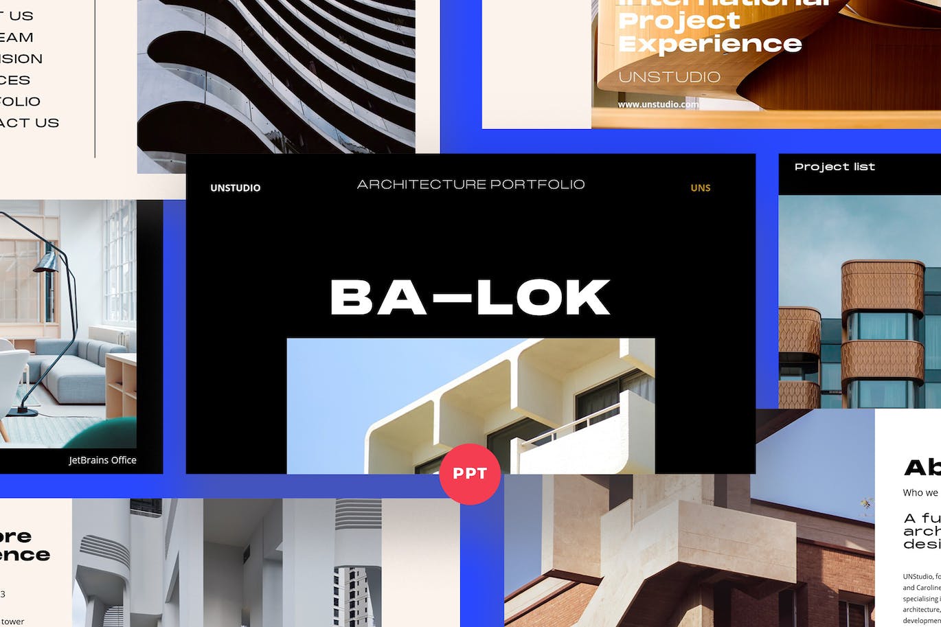 建筑体系结构Powerpoint模板 Balok – Architecture PowerPoint Template 幻灯图表 第1张