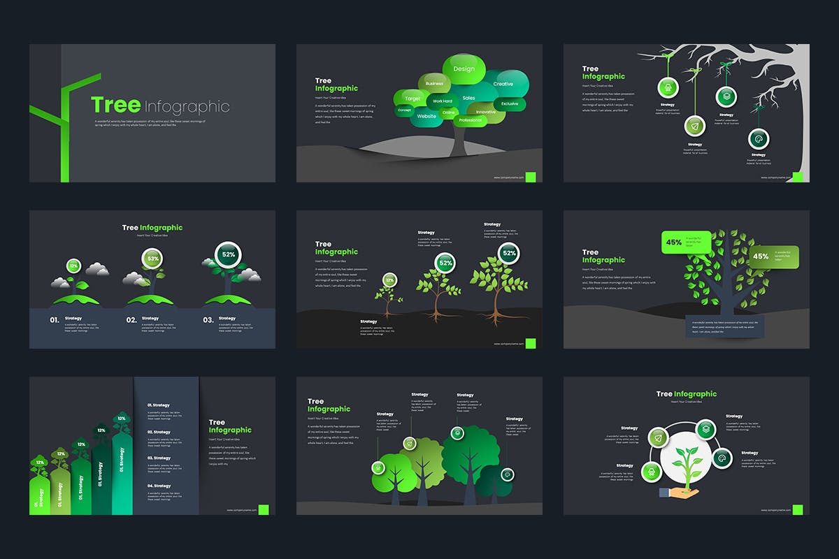 树状信息图表演示文稿PPT模板 Tree Infographic PowerPoint Presentation 幻灯图表 第2张