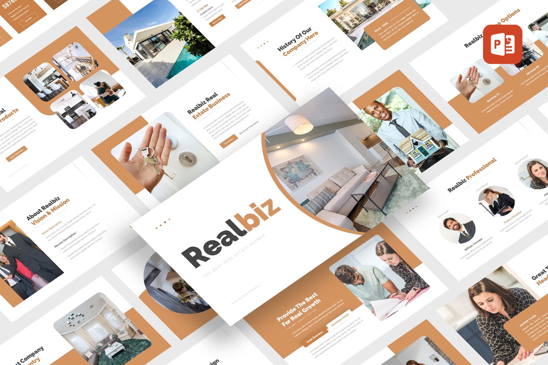 房地产业务PPT创意模板 Realbiz – Estate Business PowerPoint Template 幻灯图表 第1张