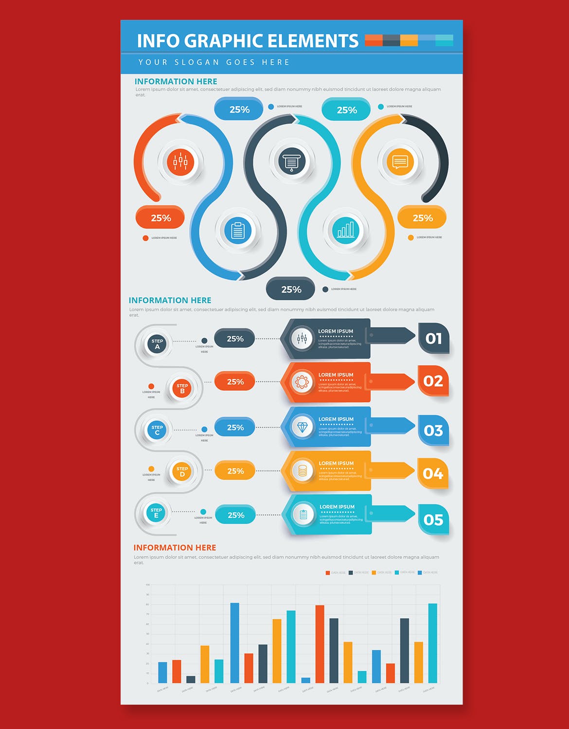 步骤流程数据图表矢量素材 Infographics 幻灯图表 第4张