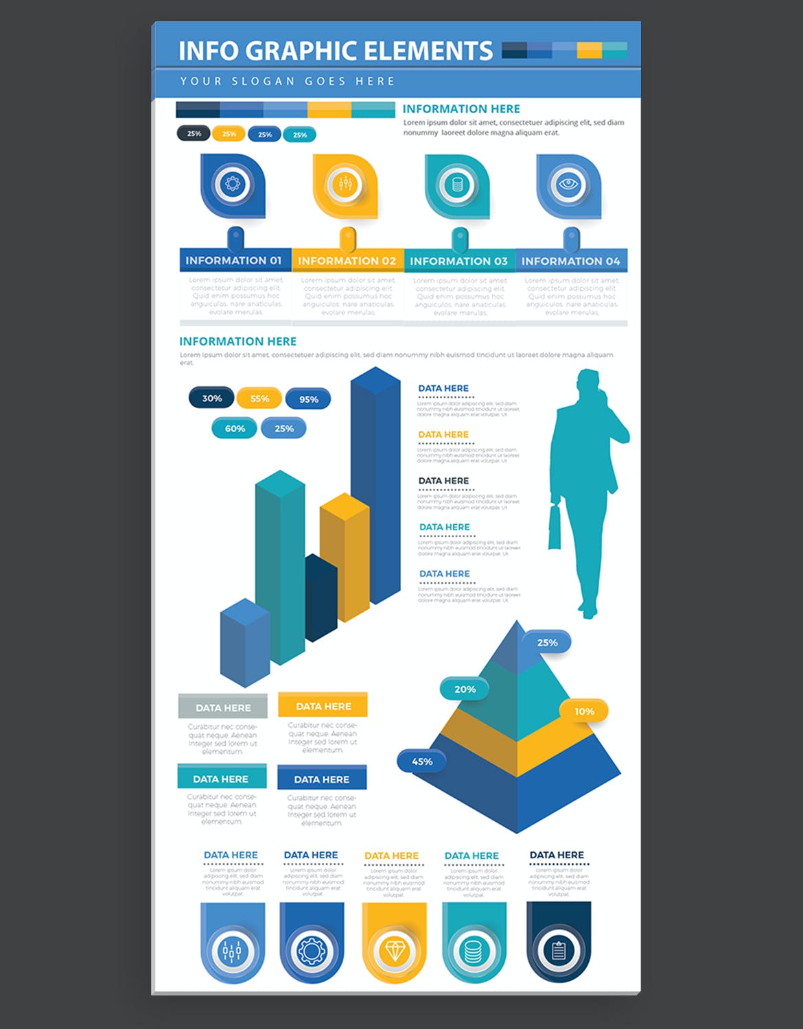 办公数据图表元素设计模板 Infographics Elements 幻灯图表 第10张