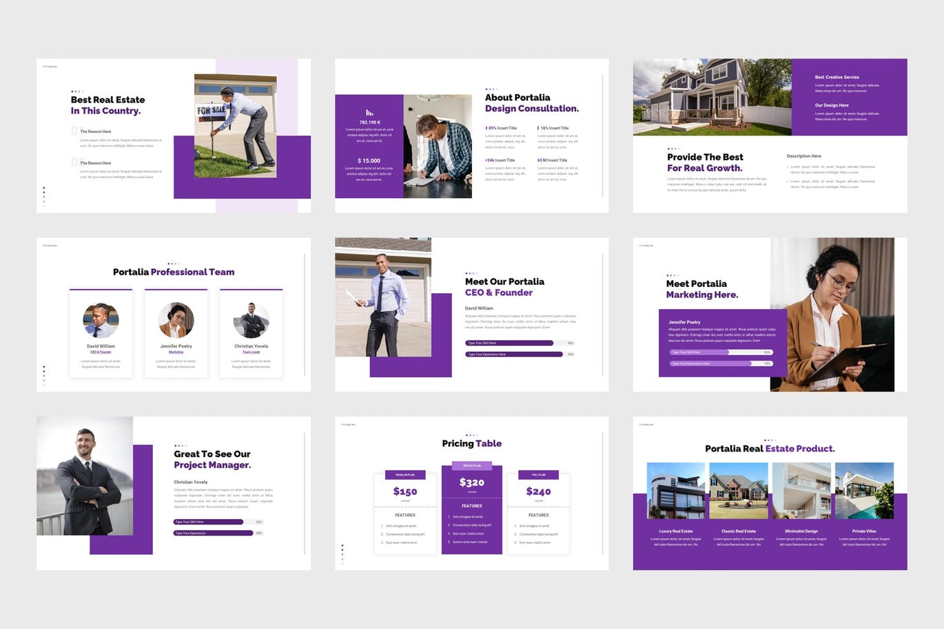 房地产业务Powerpoint模板下载 Portalia – Real Estate PowerPoint Template 幻灯图表 第3张