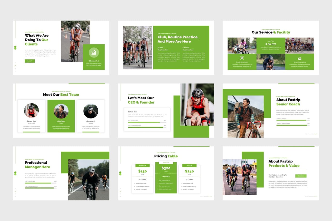 自行车运动Powerpoint模板 Fastrip – Bicycle Sport PowerPoint Template 幻灯图表 第2张