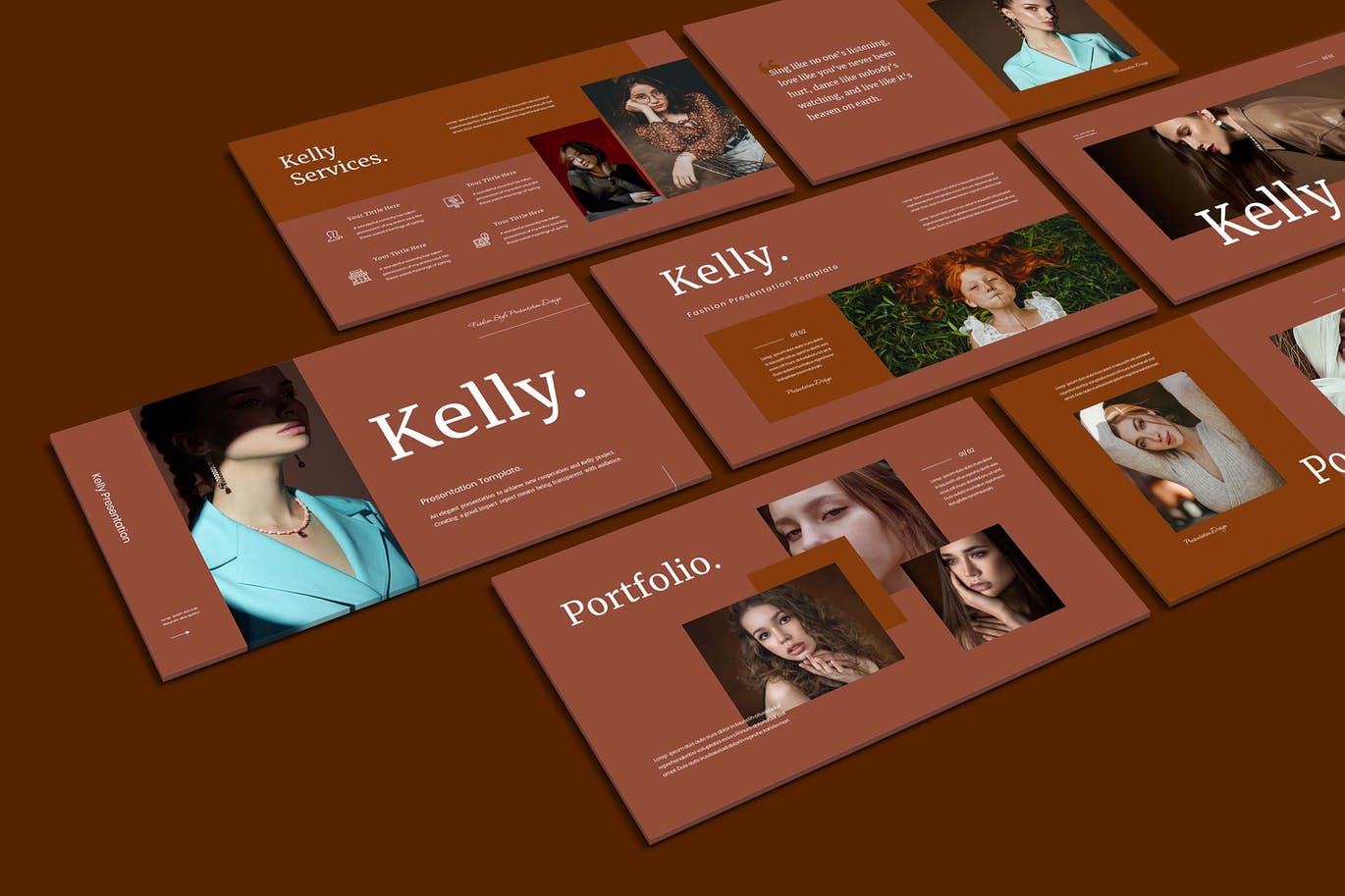 时装展示PPT模板 Kelly – Fashion Presentation PowerPoint Template 幻灯图表 第1张