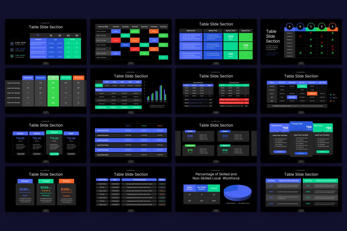 表格数据信息图表Powerpoint模板下载 Table Section Infographic PowerPoint Template 幻灯图表 第2张