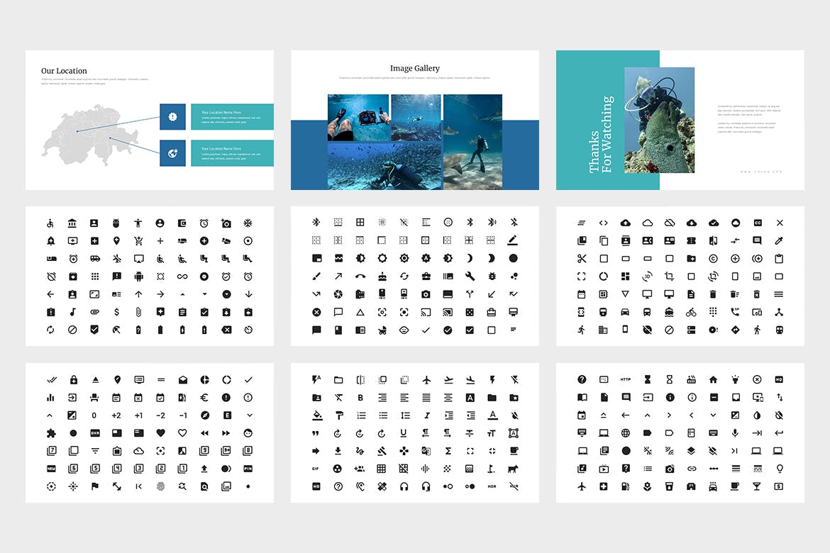 潜水运动演示PPT模板 Uzvoa : Underwater Lookbook Powerpoint Template 幻灯图表 第4张