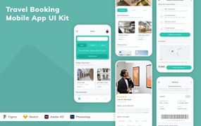 旅游预订App应用程序UI设计模板套件 Travel Booking Mobile App UI Kit