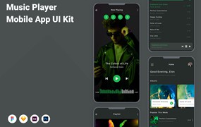 音乐播放器App应用程序UI设计模板套件 Music Player Mobile App UI Kit