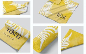 超细纤维面巾毛巾设计样机 Microfiber Face Towel Mockups