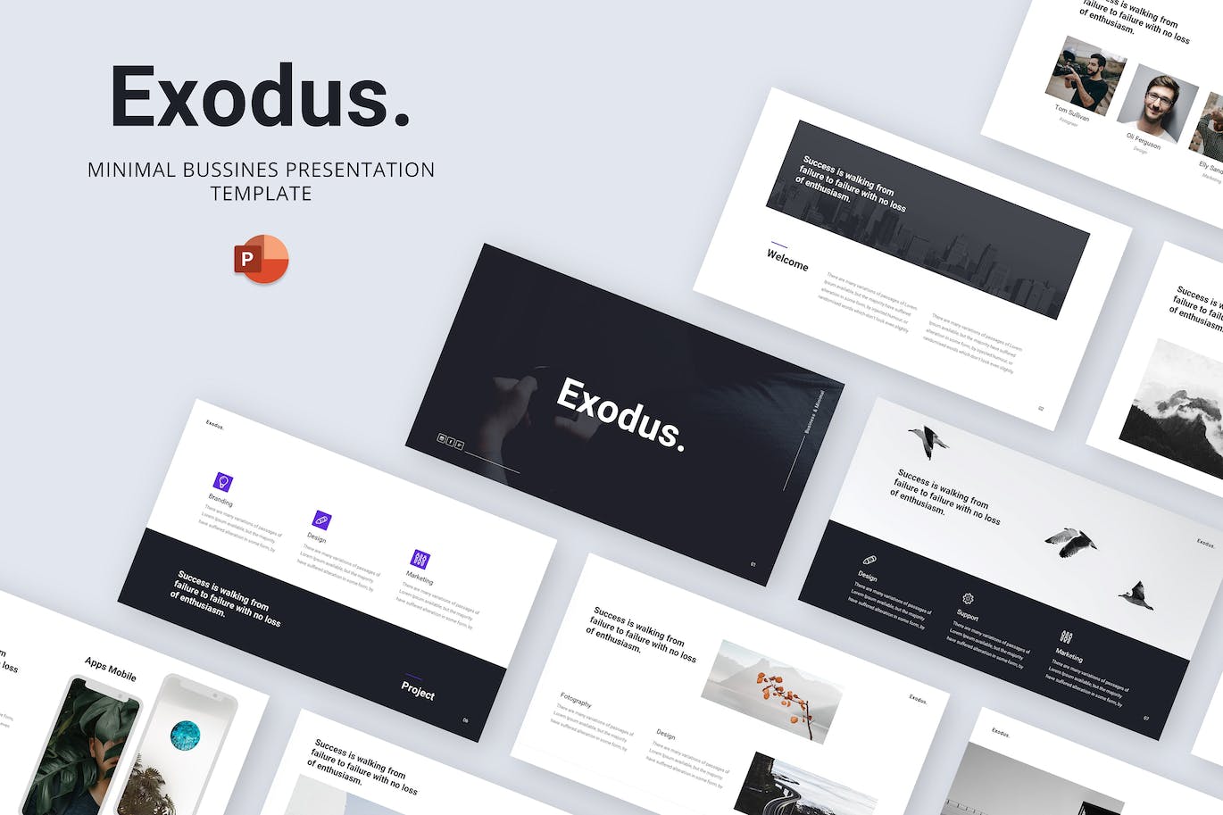 极简风格商业工作报告Powerpoint幻灯片模板 Exodus – Minimal Bussines Powerpoint Template 幻灯图表 第1张