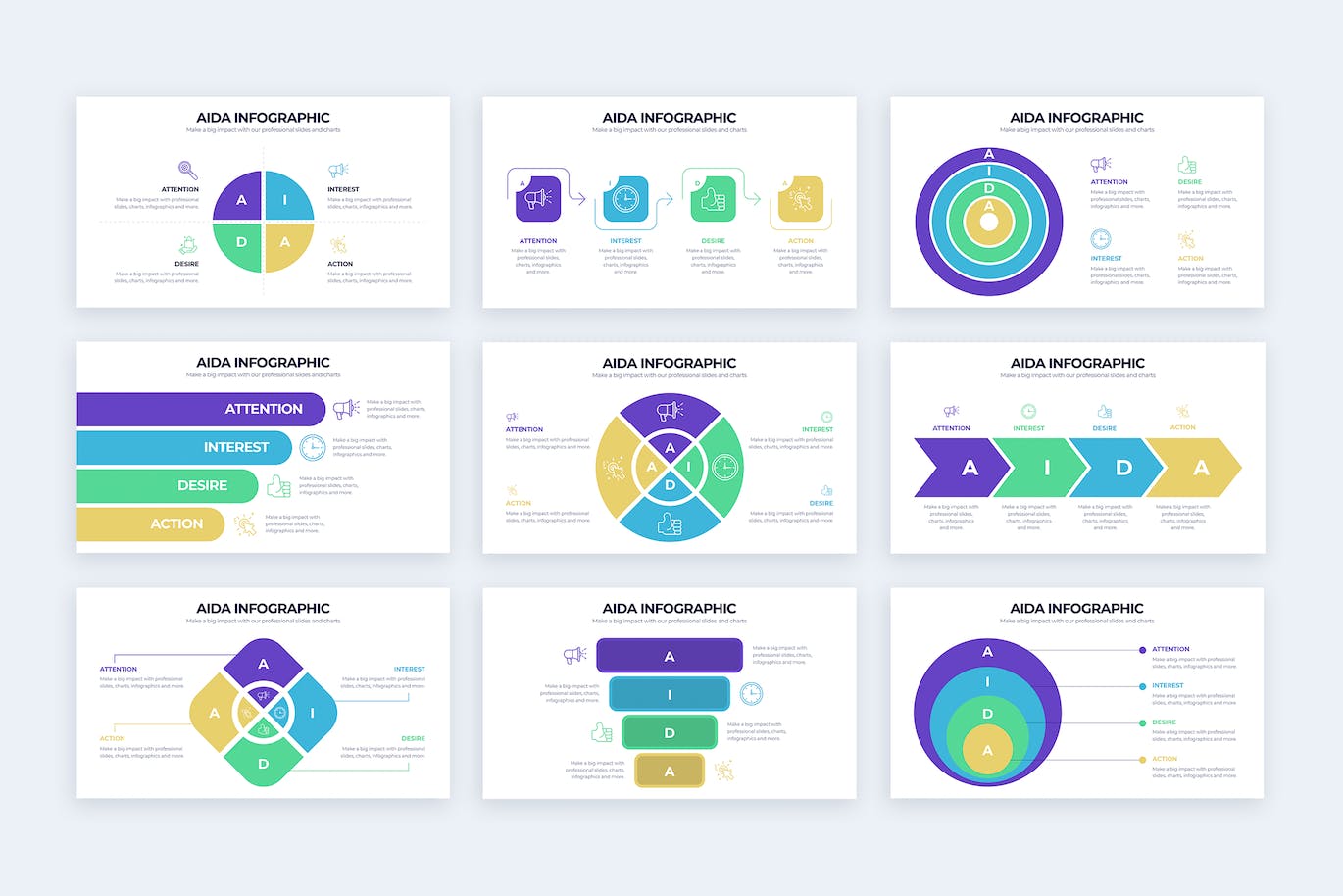 AlDA模型营销信息图表矢量模板 Business AlDA Model Illustrator Infographics 幻灯图表 第2张