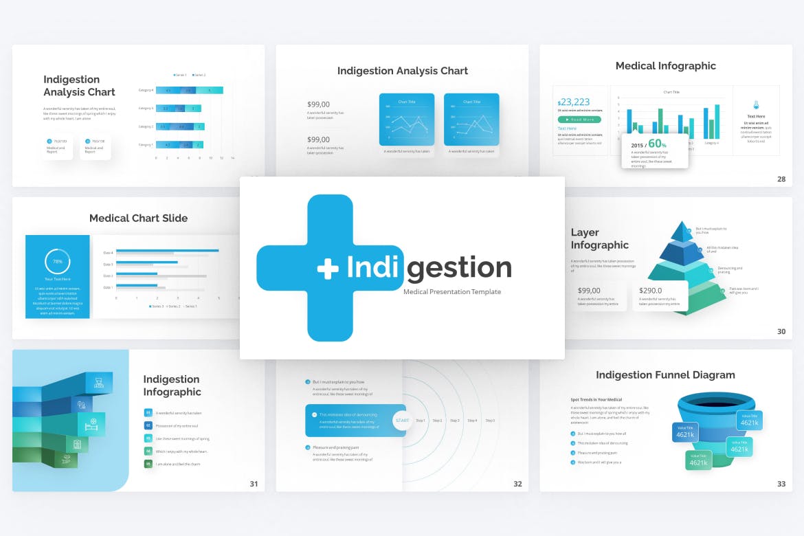 医学概念PPT模板下载 Indigestion Medical PowerPoint Template 幻灯图表 第4张