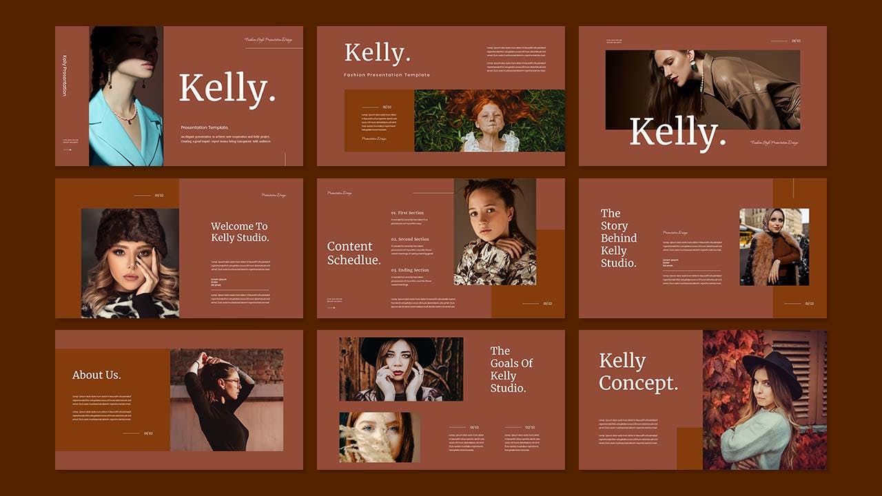 时装展示PPT模板 Kelly – Fashion Presentation PowerPoint Template 幻灯图表 第3张