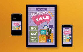 旧货销售宣传单设计模板 Garage Sale Flyer Set