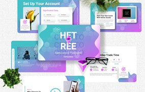 加密货币渐变色PPT幻灯片模板素材 Hetree – Cryptocurrency Powerpoint Templates