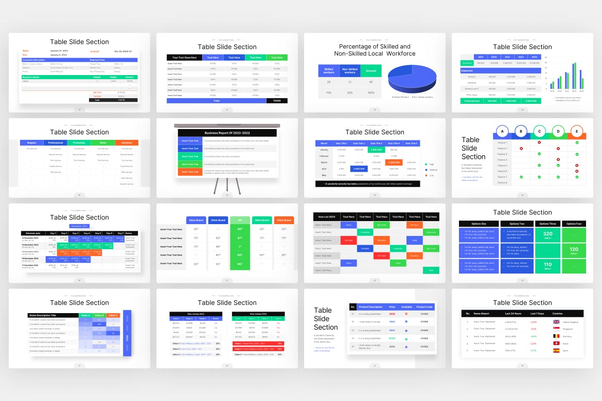 表格数据信息图表Powerpoint模板下载 Table Section Infographic PowerPoint Template 幻灯图表 第4张