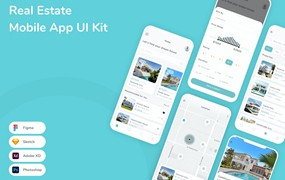 房地产物业应用程序App界面设计UI套件 Real Estate Mobile App UI Kit