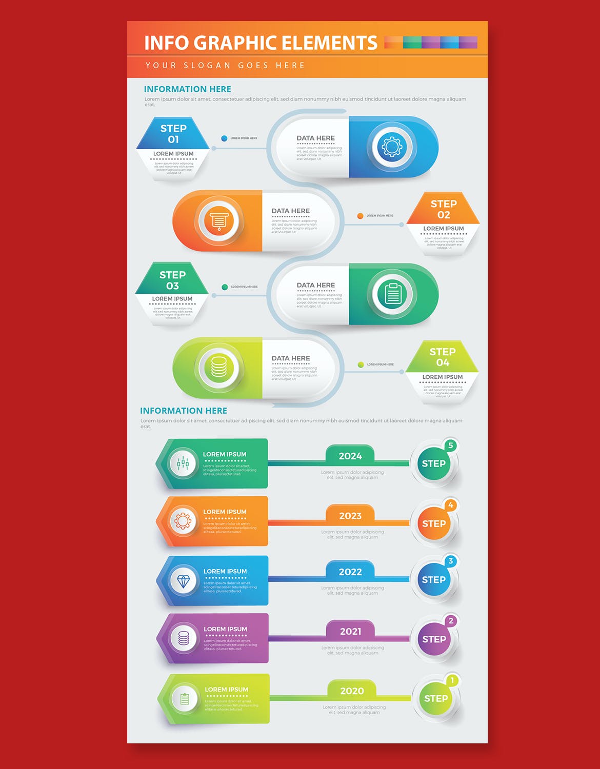 步骤流程数据图表矢量素材 Infographics 幻灯图表 第2张