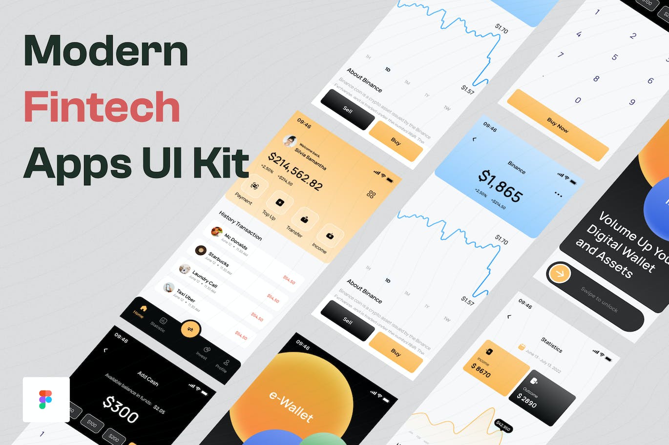 现代金融App应用程序UI套件 Modern Fintech App UI Kit APP UI 第1张