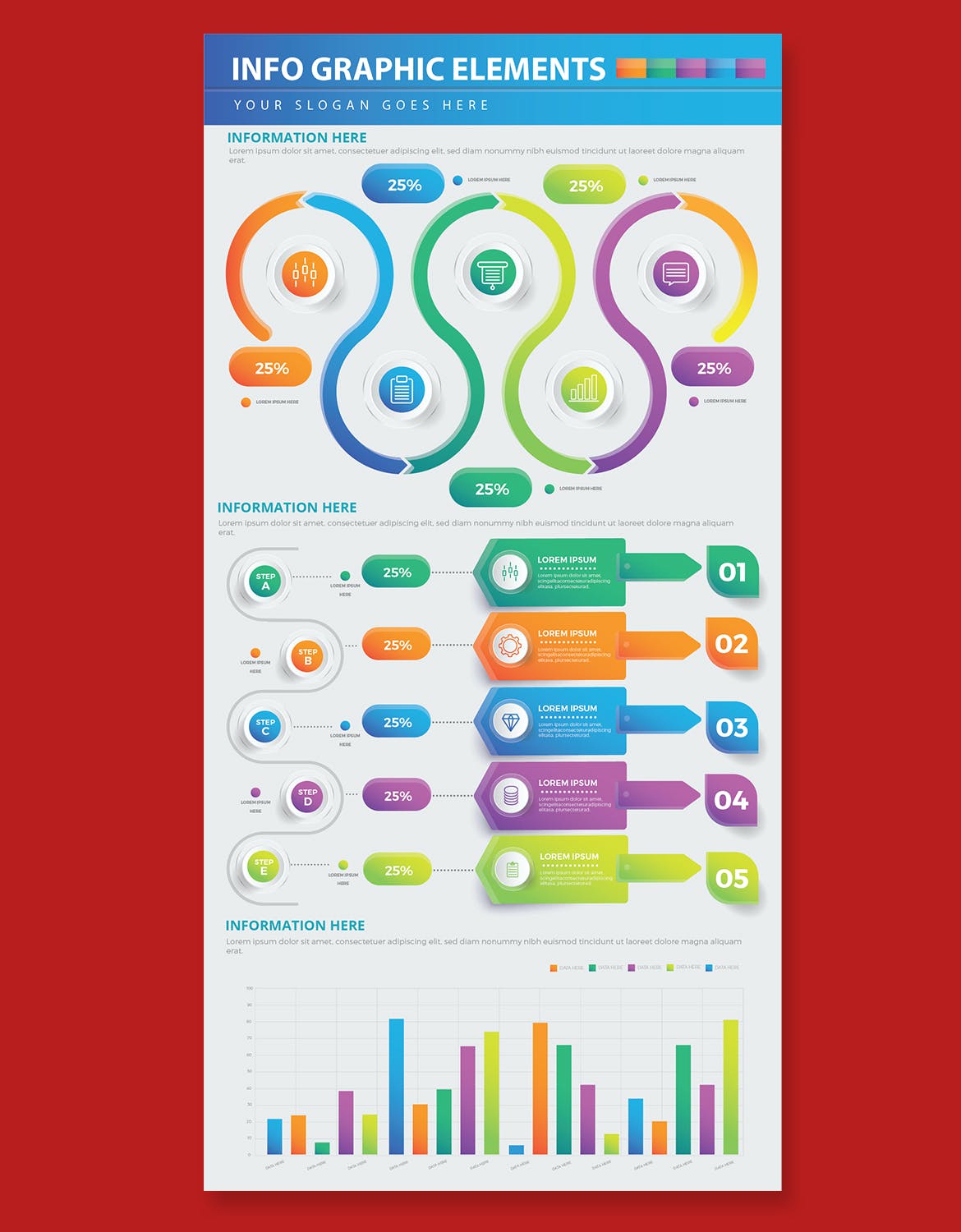 步骤流程数据图表矢量素材 Infographics 幻灯图表 第3张