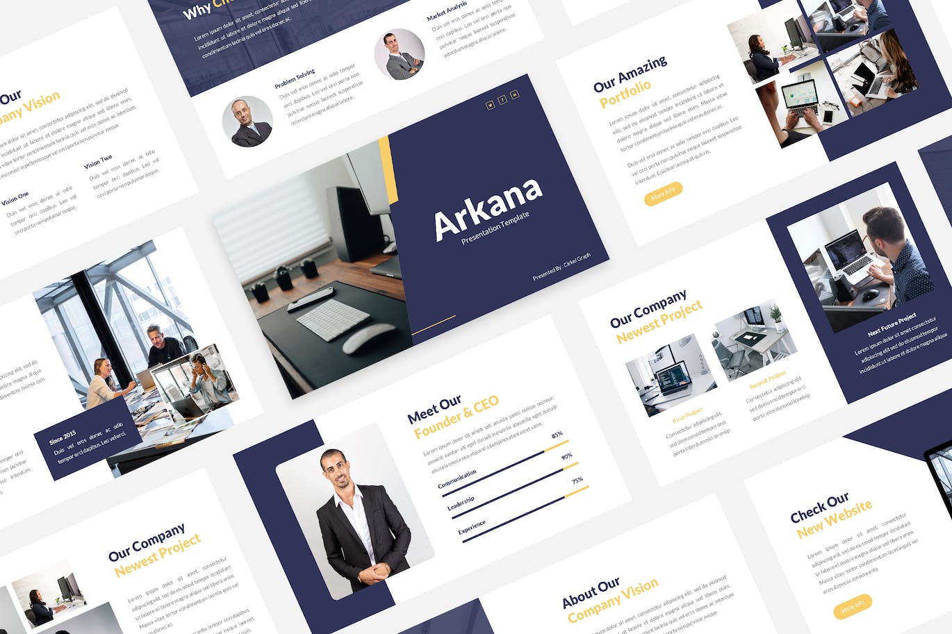 公司报告PPT幻灯片模板 Arkana – Business PowerPoint Template 幻灯图表 第1张