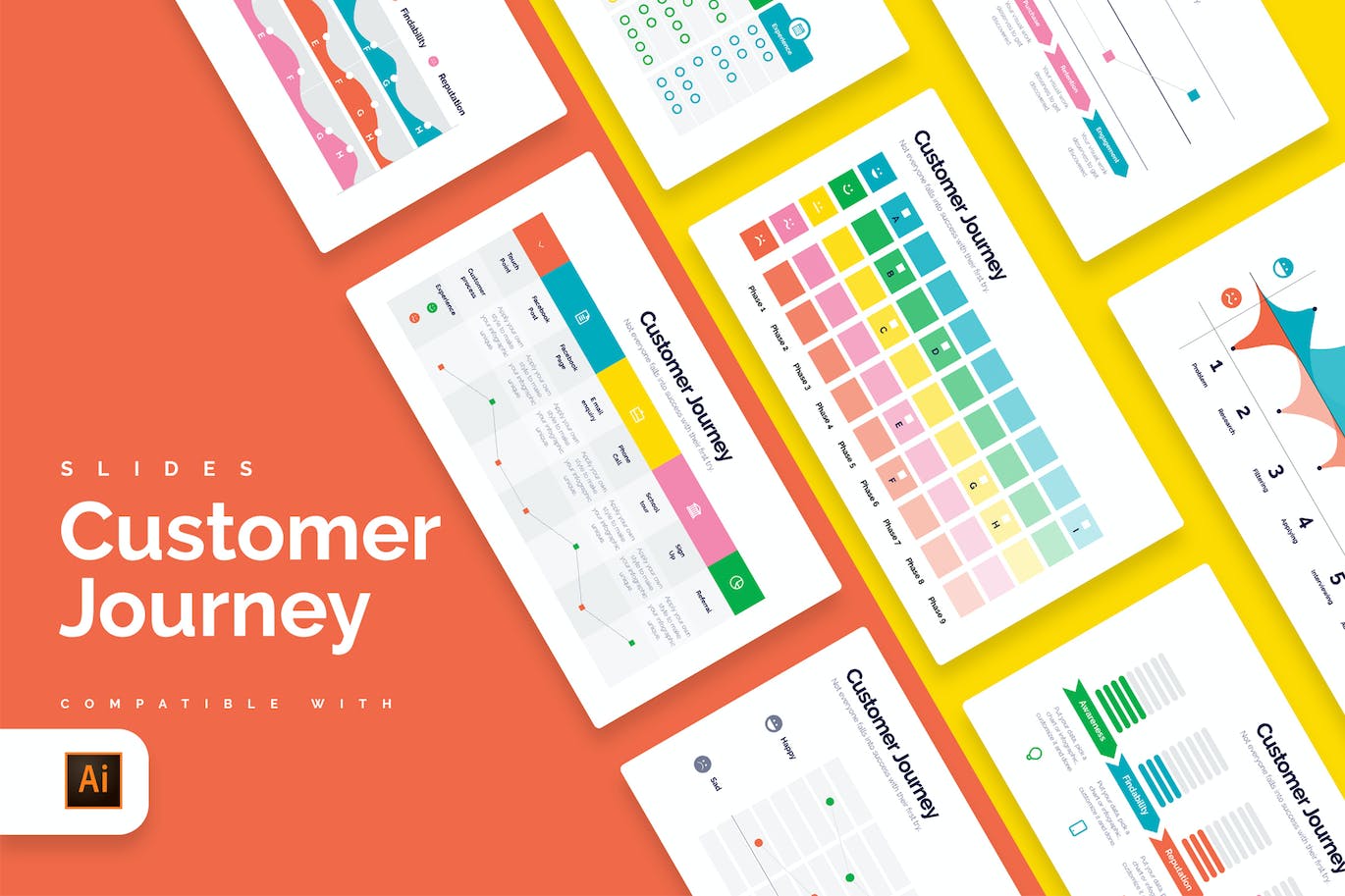 营销客户旅程信息图表设计AI矢量模板 Marketing Customer Journey Illustrator Infographic 幻灯图表 第1张