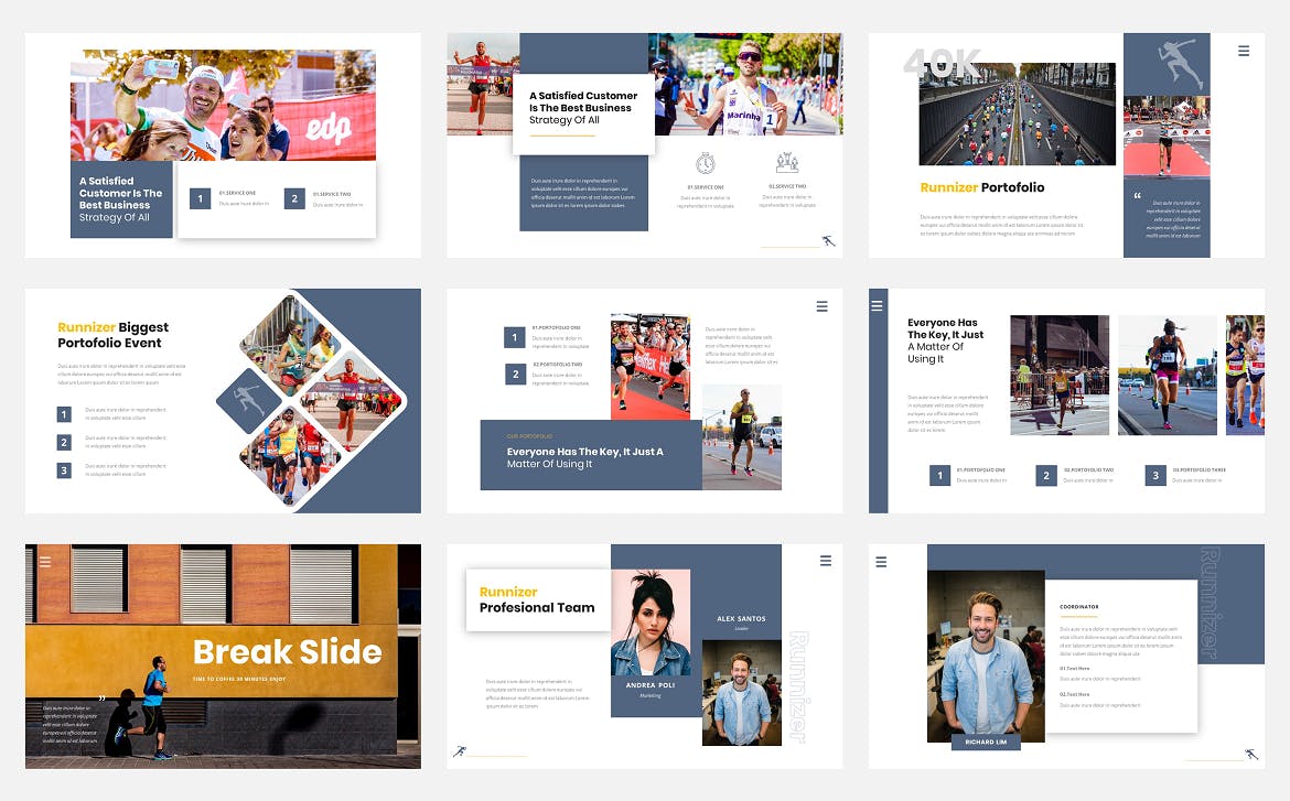 跑步活动PowerPoint演示文稿模板 Runnizer – Running Event Powerpoint Template 幻灯图表 第2张