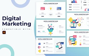 数字营销信息图表设计AI矢量模板 Digital Marketing Illustrator Infographics