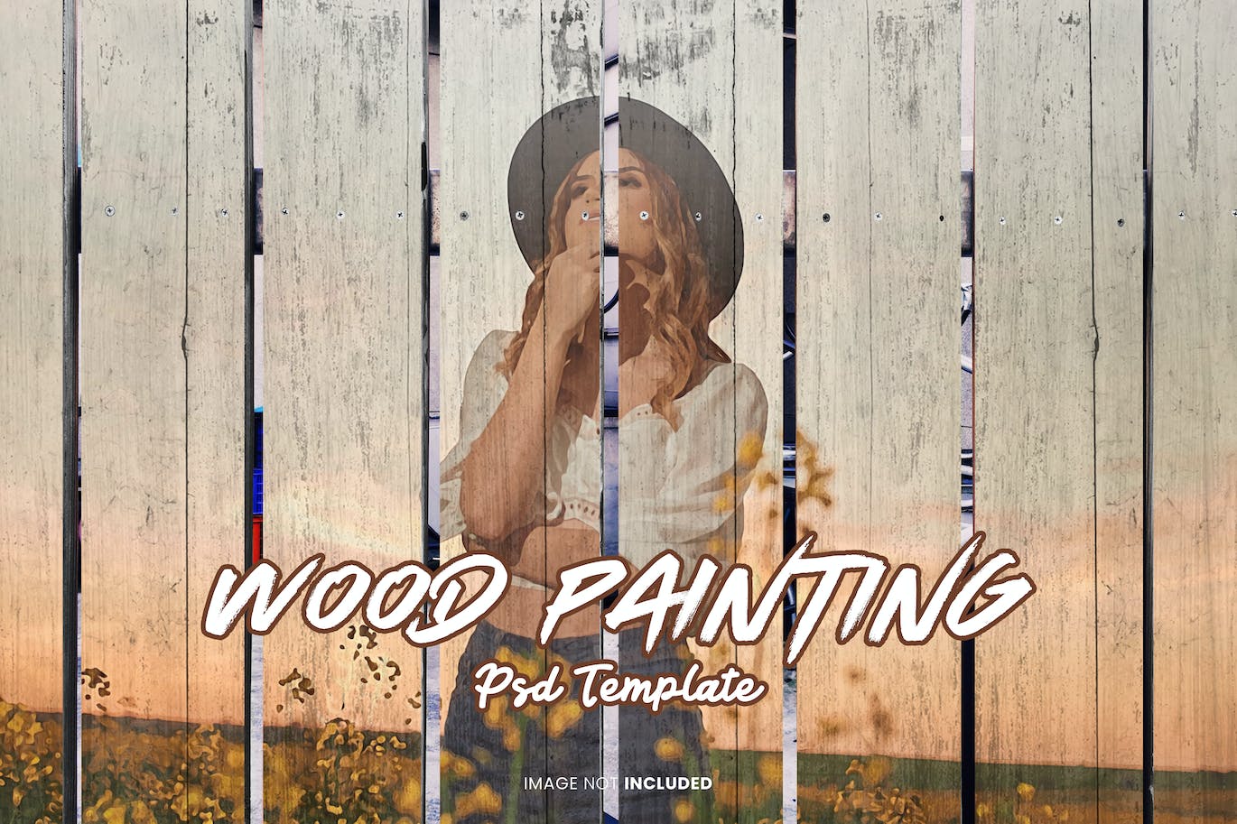 木板背景绘画照片特效PS图层样式 Wood Painting Photo Effect 插件预设 第1张