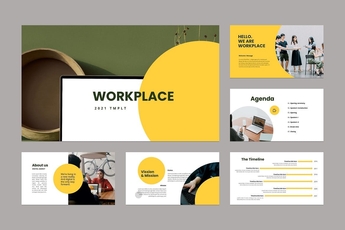 工作场所业务PPT演示幻灯片模板 WorkPlace Business PowerPoint Template 幻灯图表 第2张