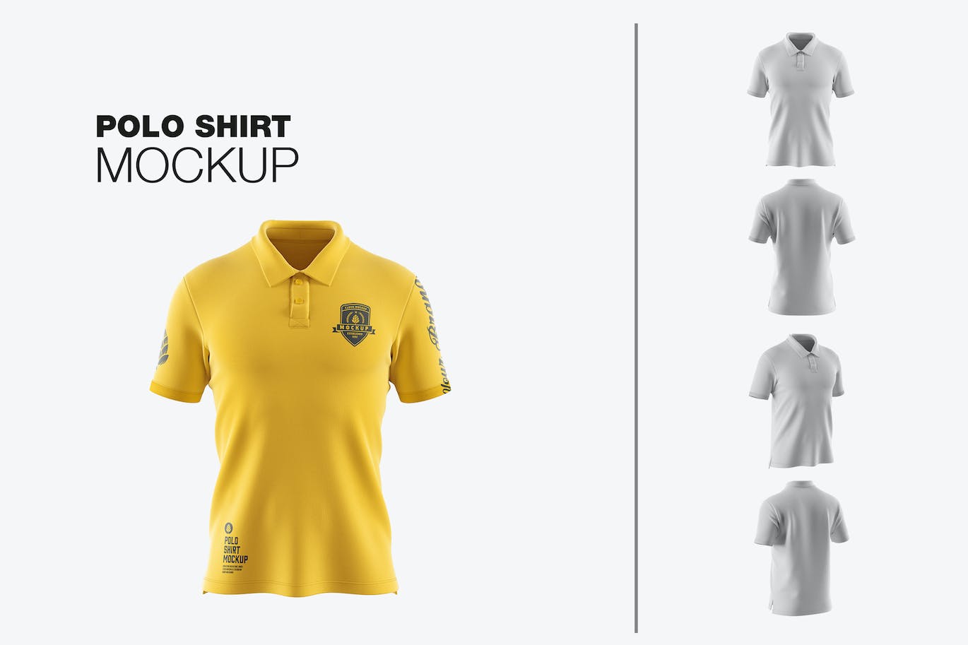 经典男式短袖Polo衫设计样机模板 Classic Men’s Short Sleeve Polo Shirt Mockup 样机素材 第1张