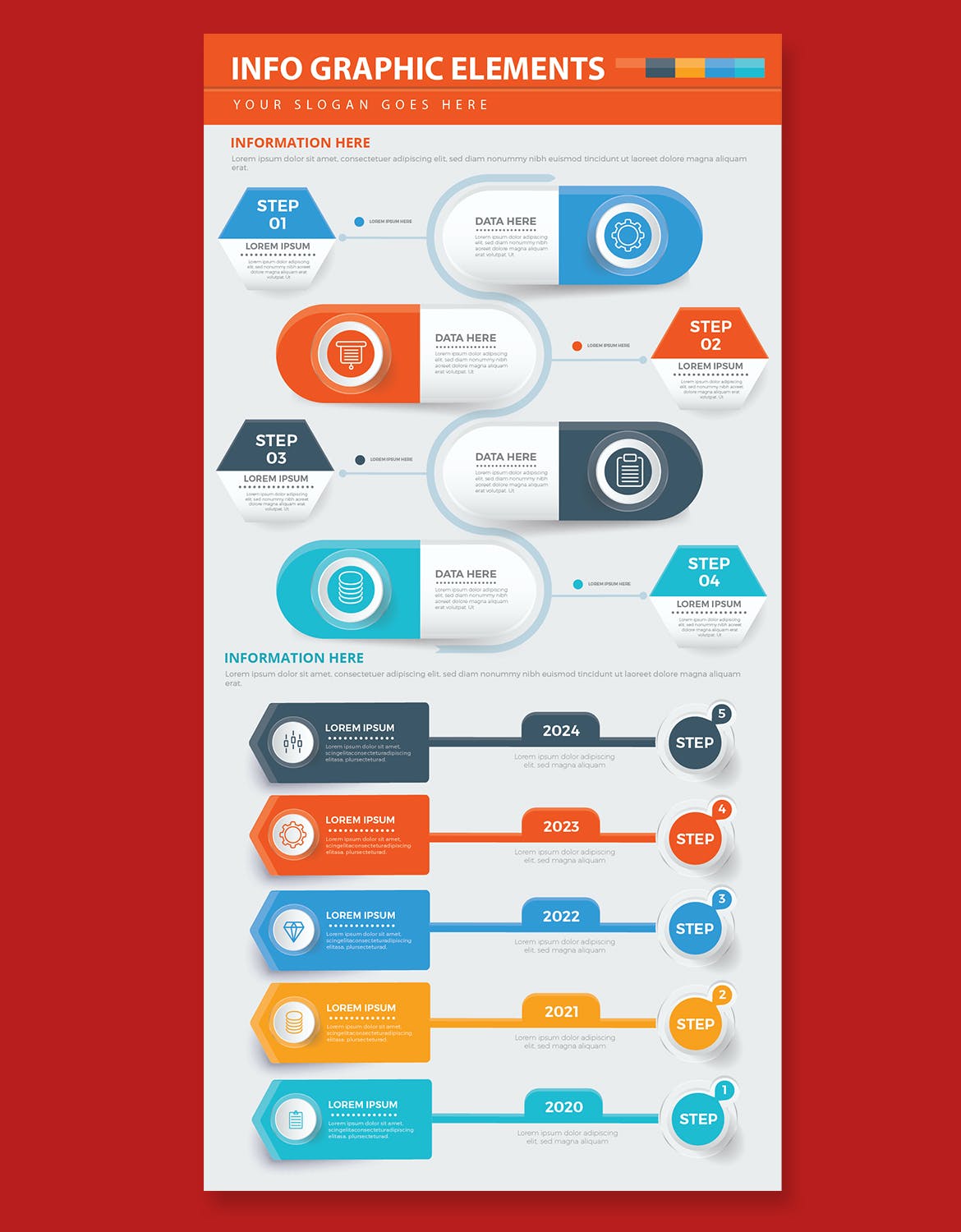 步骤流程数据图表矢量素材 Infographics 幻灯图表 第6张