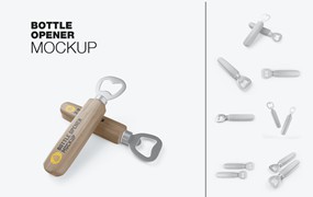 木手柄开瓶器包装设计样机 Wooden Opener Mockup