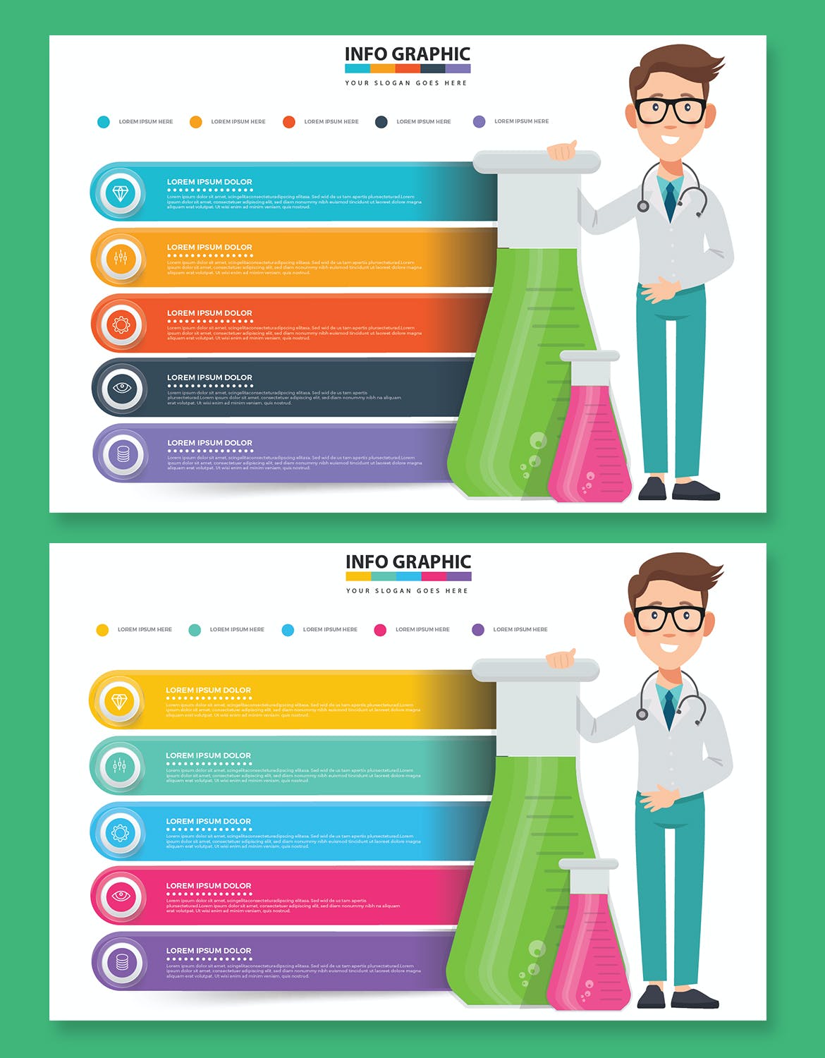 医生量杯图形信息图表设计素材 Doctor Infographic Design 幻灯图表 第3张