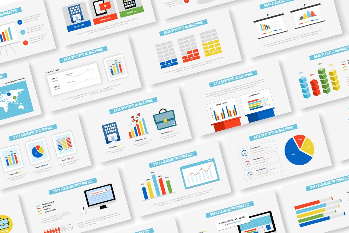 数据统计信息图表Powerpoint模板 Data Statistic Infographic Powerpoint Template 幻灯图表 第3张