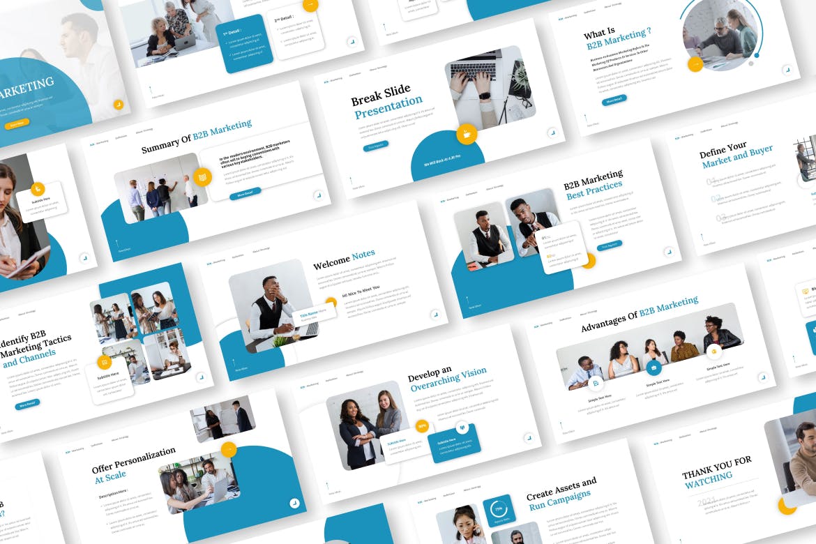 B2B营销业务Powerpoint模板下载 B2B Marketing Powerpoint Presentation Template 幻灯图表 第2张