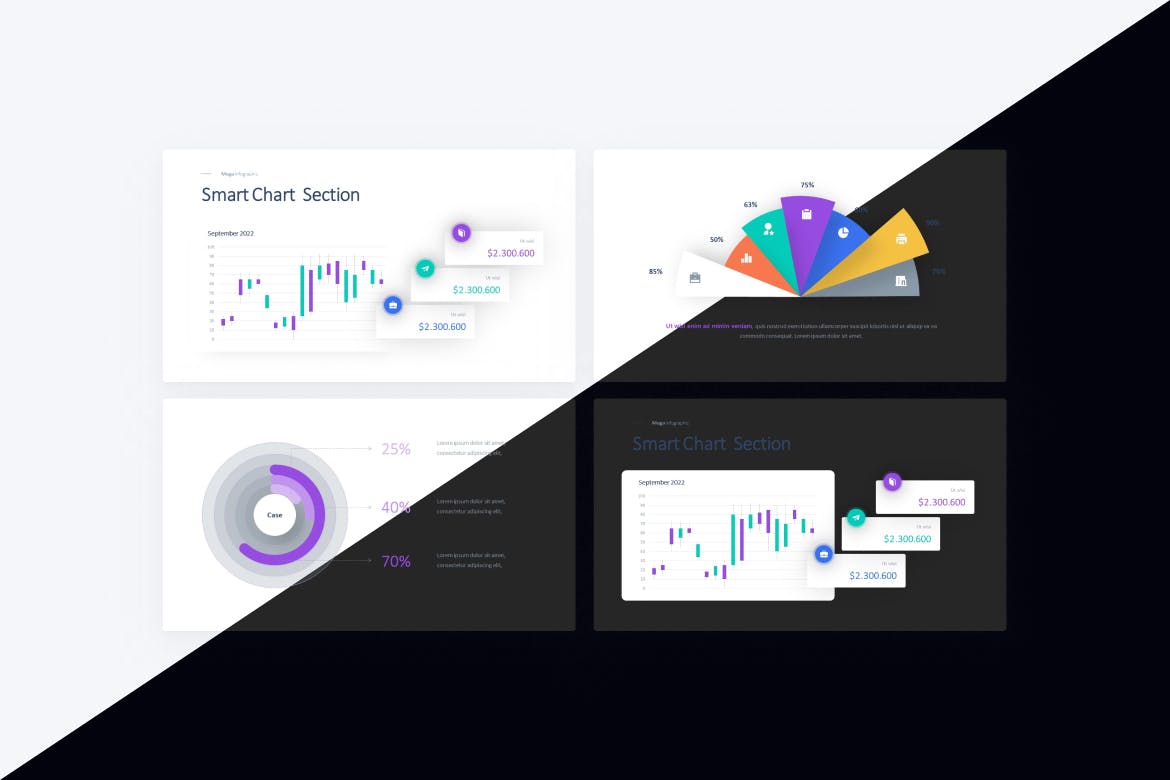 拼图/智能信息图表Powerpoint模板下载 Puzzle & Chart Infographic PowerPoint Template 幻灯图表 第4张