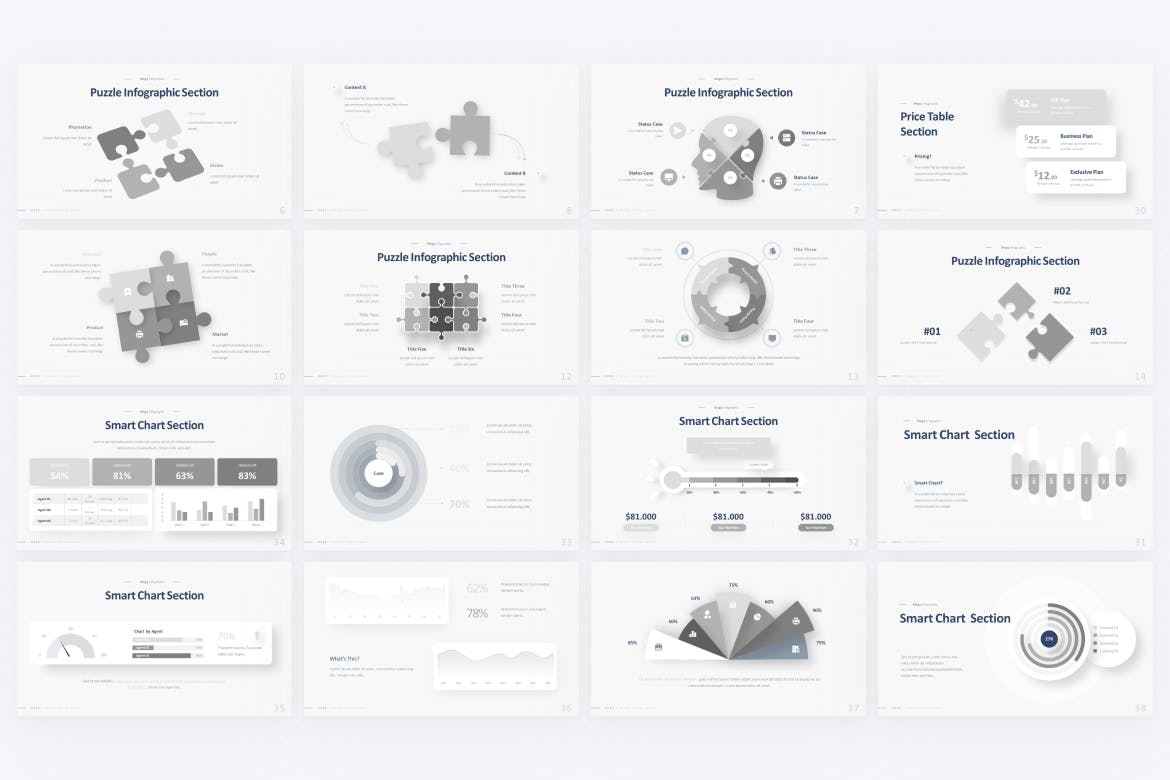 拼图和信息图表PPT模板下载 Puzzle & Chart Infographic PowerPoint Template 幻灯图表 第3张