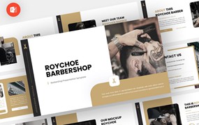 理发沙龙PPT幻灯片设计模板 Roychoe – Barbershop Powerpoint Template